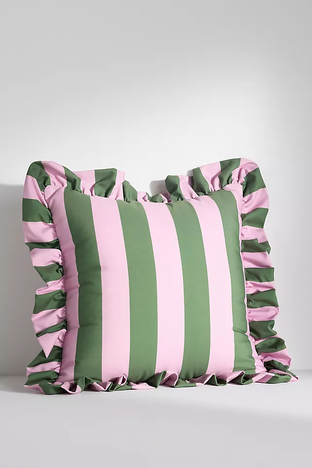 Maeve by Anthropologie Striped Ruffle Indoor/Outdoor Pillow