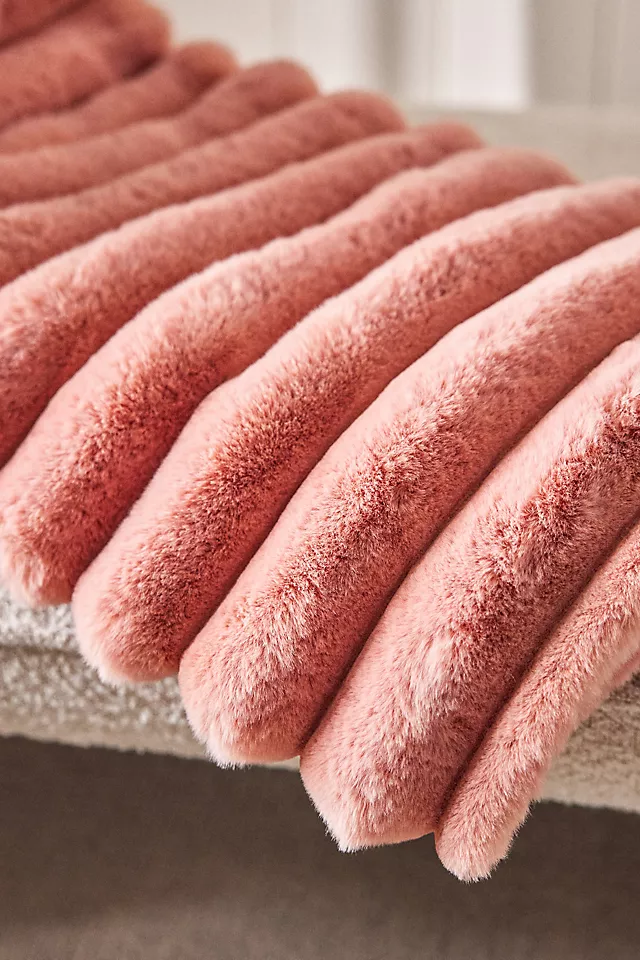 Tipped Puffer Faux-Fur Throw Blanket