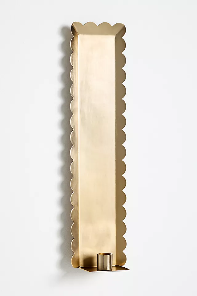 Scalloped Metal Candle Holder Wall Sconce