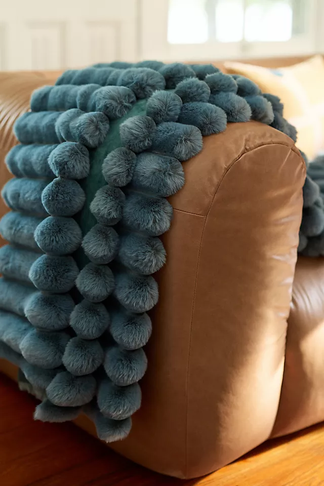 Tipped Puffer Faux-Fur Throw Blanket