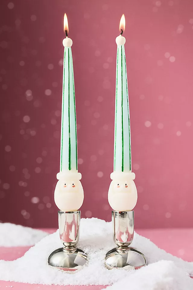 Santa Taper Candles, Set of 2