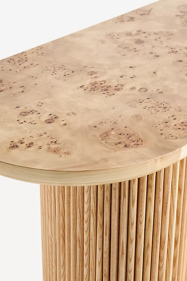 Scout Burl Wood Fluted Console Table