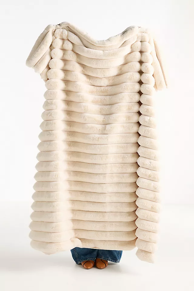 Tipped Puffer Faux-Fur Throw Blanket