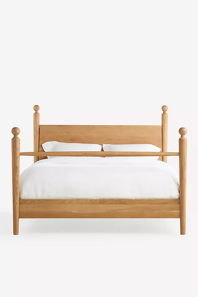 Roma Four-Poster Oak Wood Bed