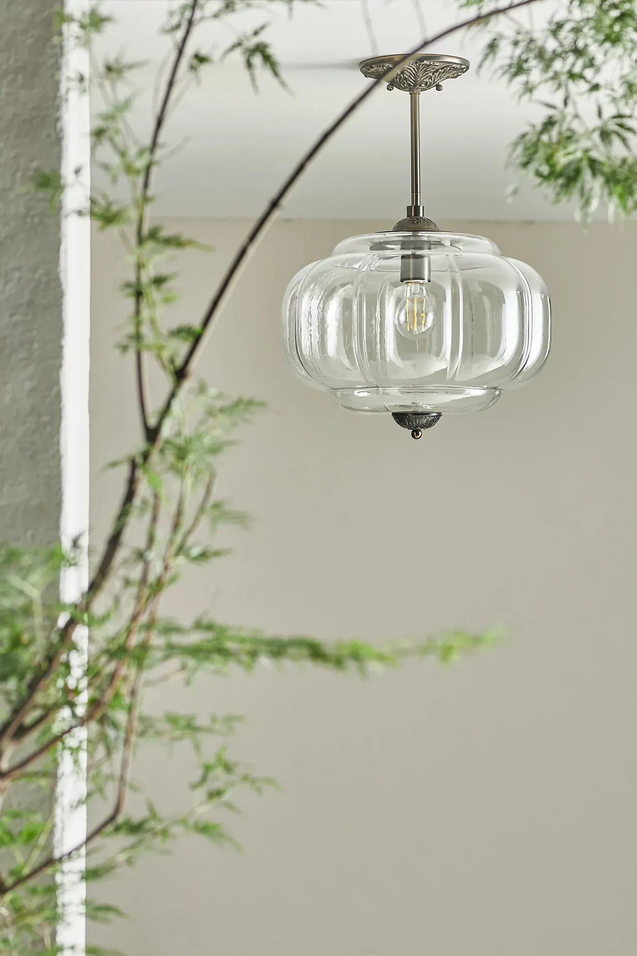 The Eloise Scallop Glass Indoor/Outdoor Semi-Flush Mount Pendant Light