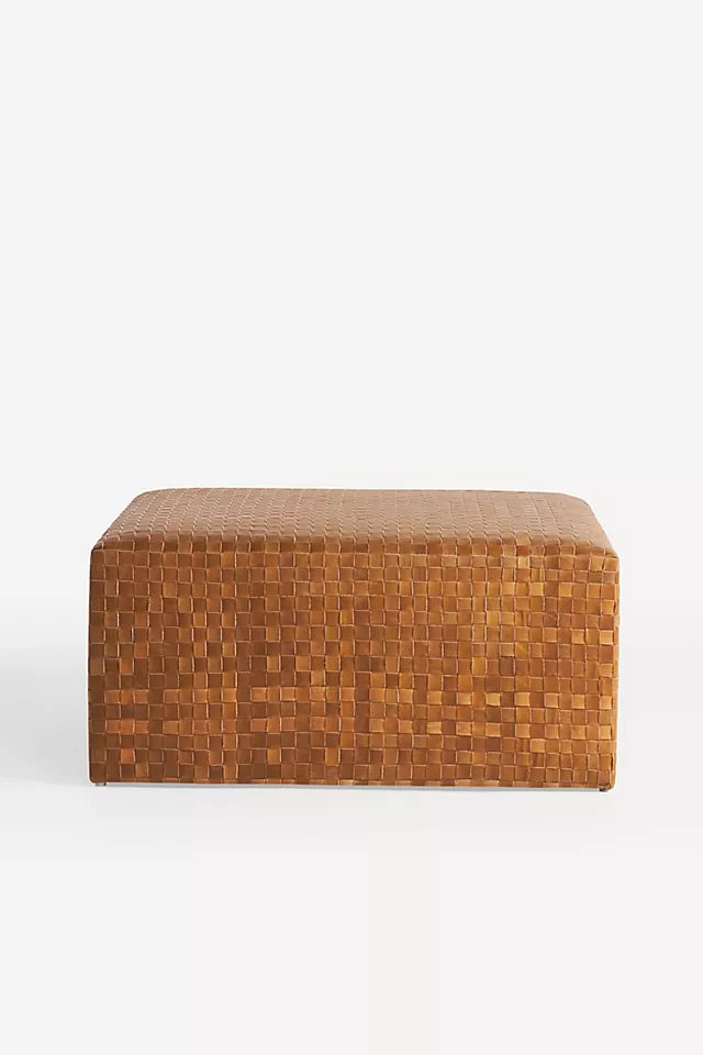 Cove Woven Leather Ottoman