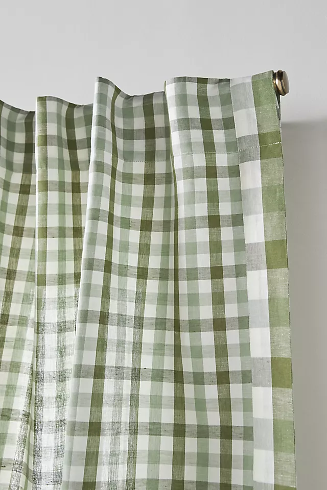 Cotton Linen Gingham Curtain