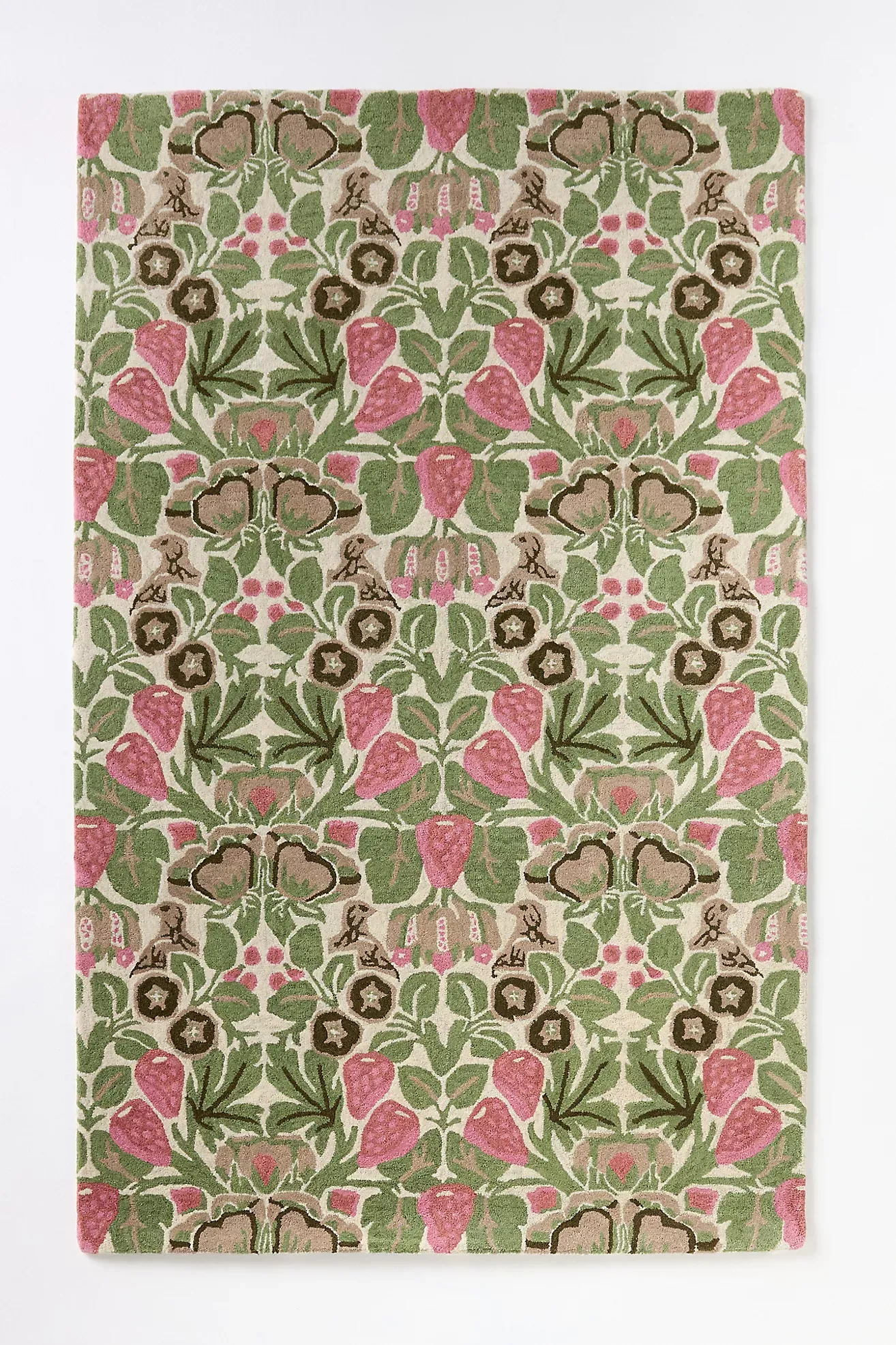 Tufted Wool Strawberry Bird Rug