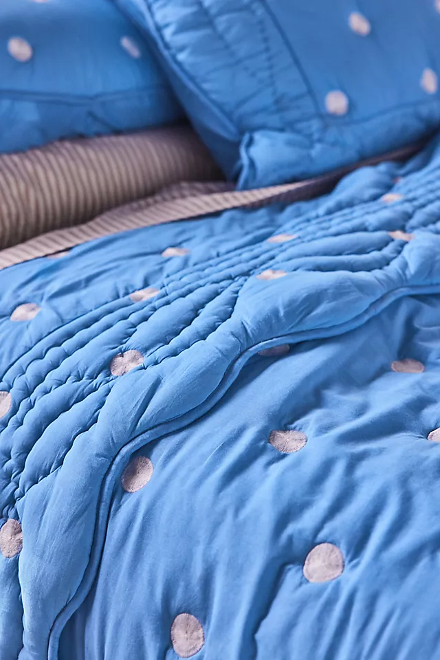Maeve by Anthropologie Cotton Polka Dot Embroidered Quilt