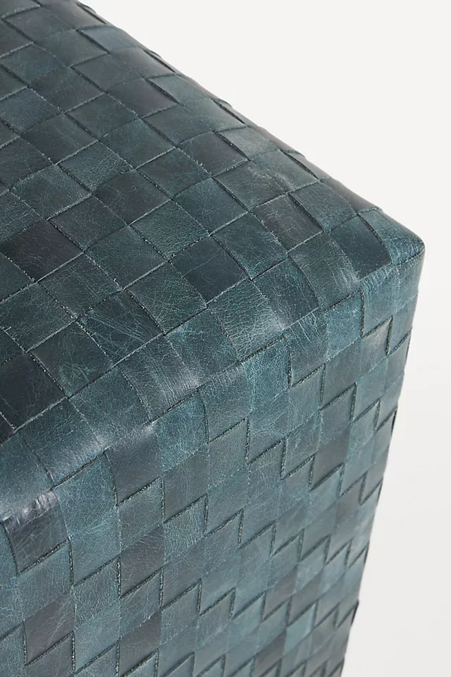Cove Woven Leather Ottoman