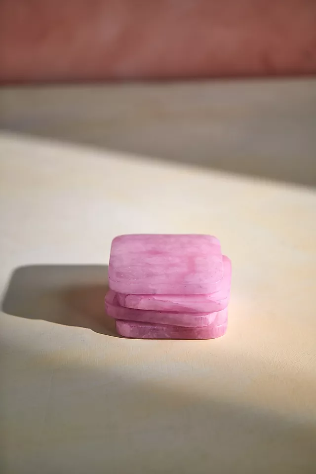 Dyed Alabaster Square Coasters, Set of 4