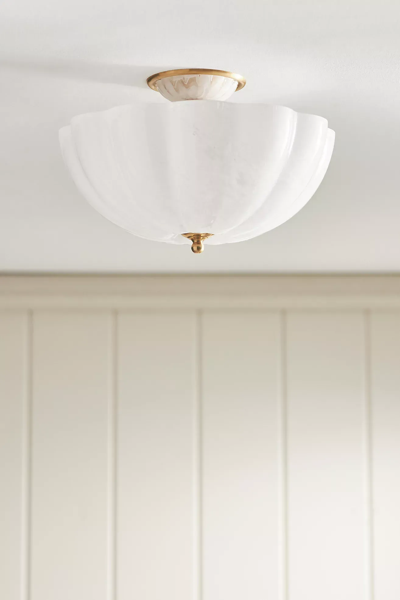 Rosehill Scalloped Glass & Brass Semi-Flush Mount