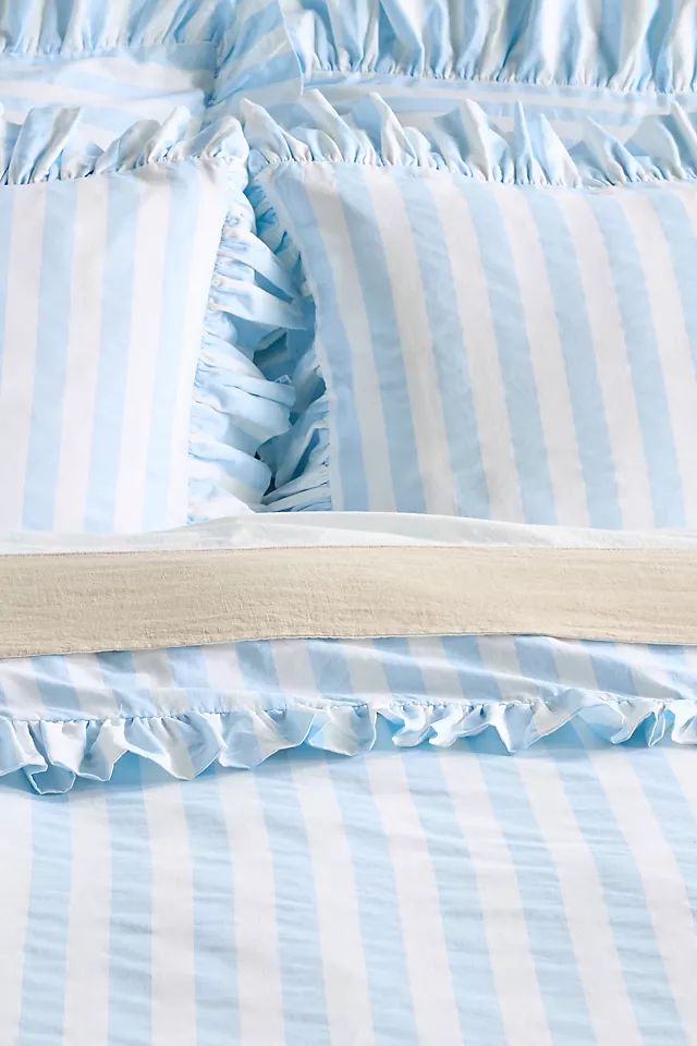 Maeve Cotton Striped Ruffle Printed Duvet Cover
