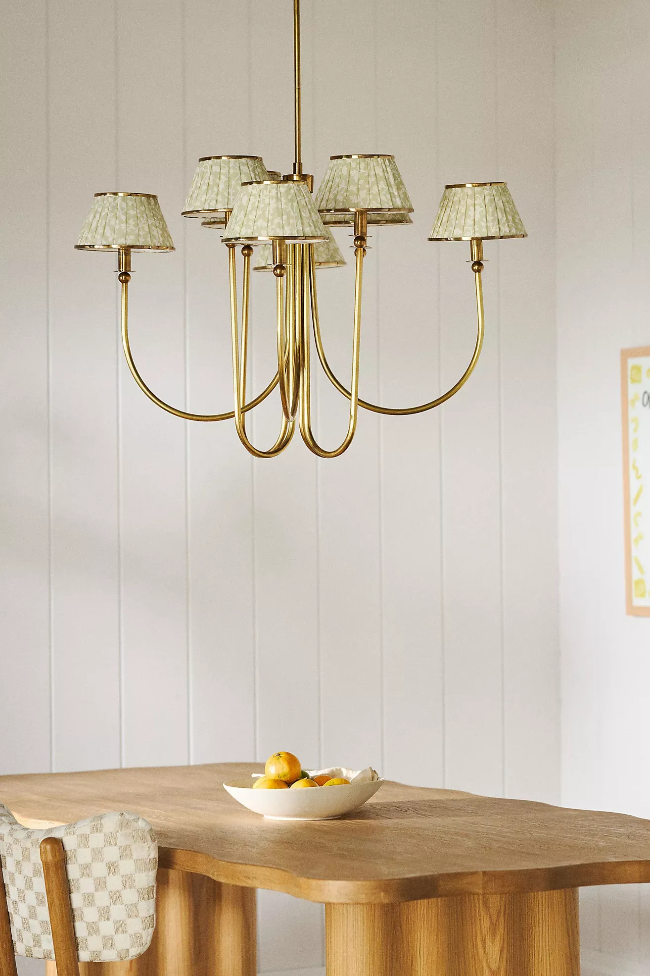 Lee Ruched Printed Shade Brass Chandelier