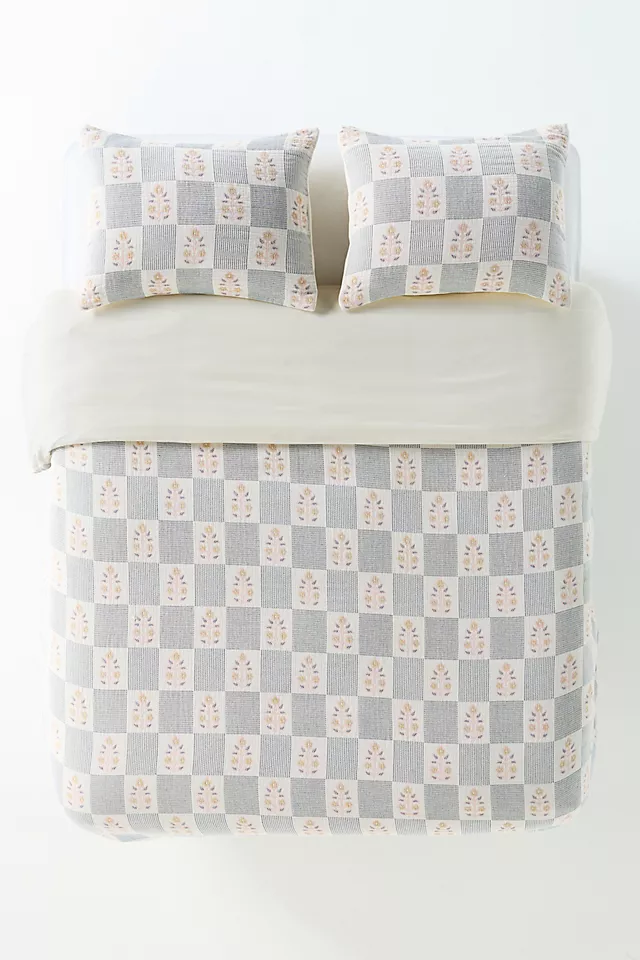 Floral Check Woven Cotton Duvet