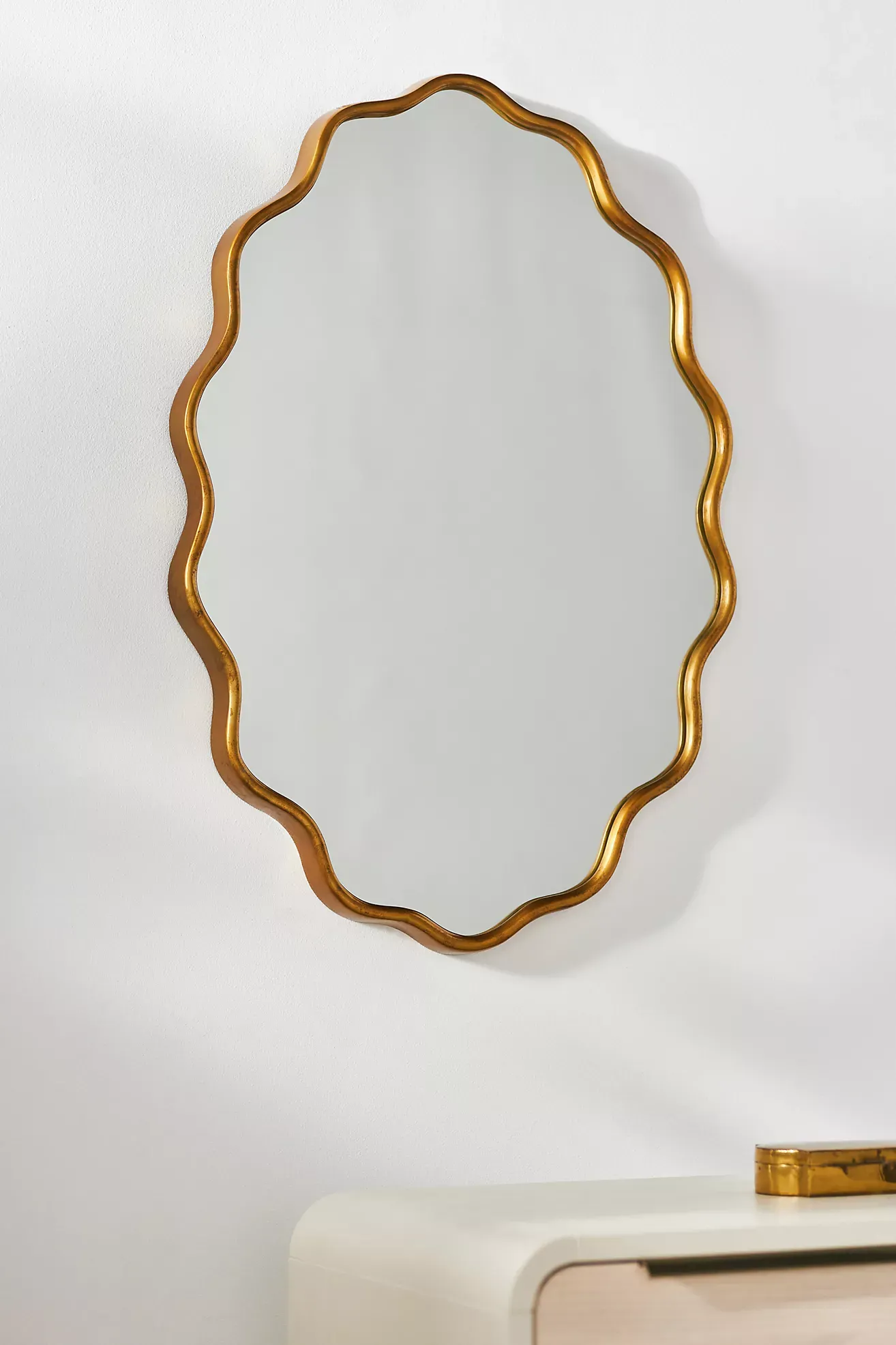 Coquille Scalloped Metallic Oval Wall Mirror