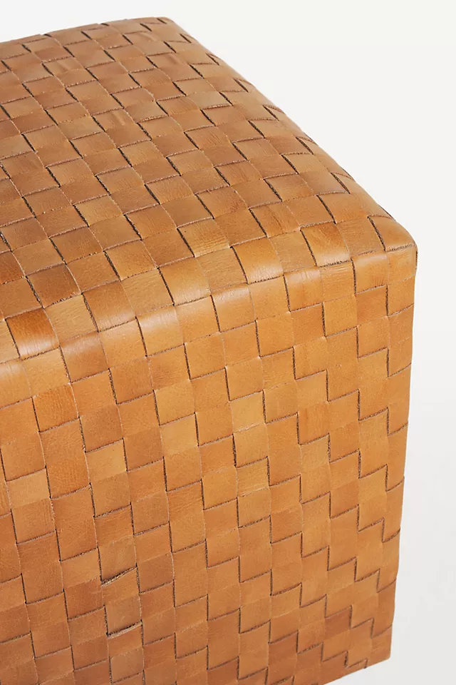 Cove Woven Leather Ottoman