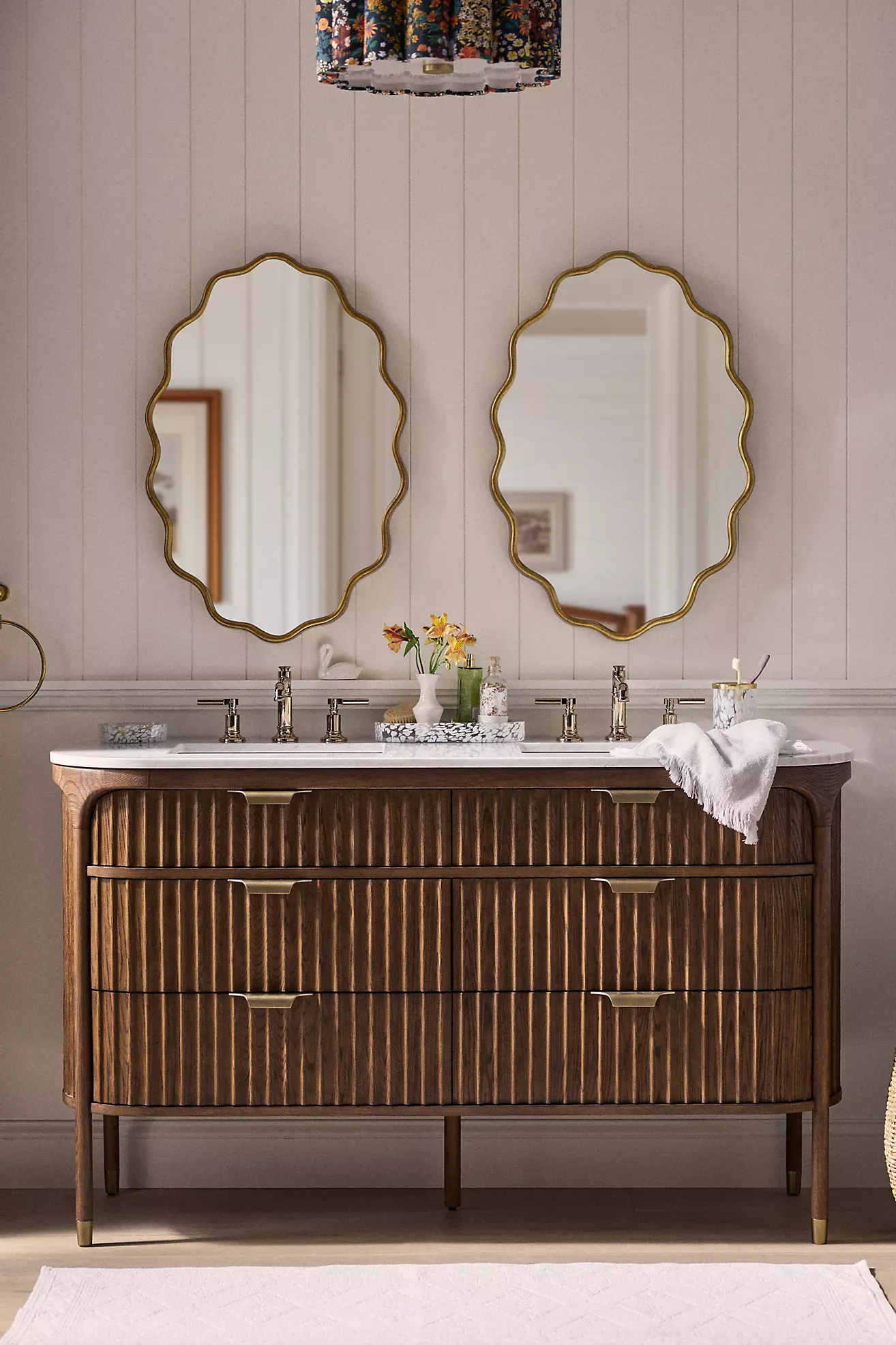 Coquille Scalloped Metallic Oval Wall Mirror