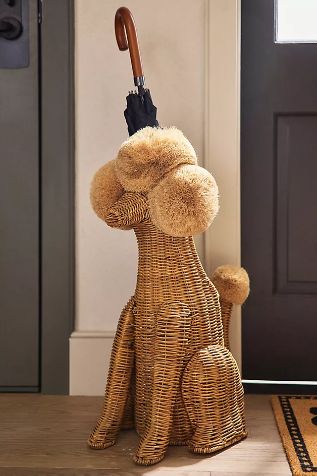 Poodle Dog Woven Wicker Basket