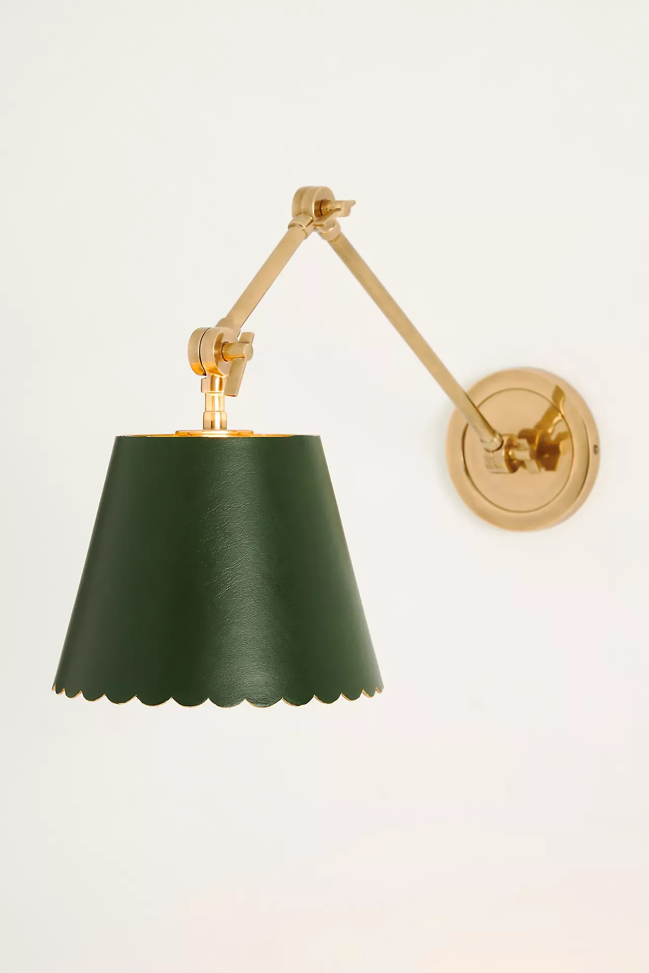 Roberta Scalloped Leather Task Sconce Wall Light