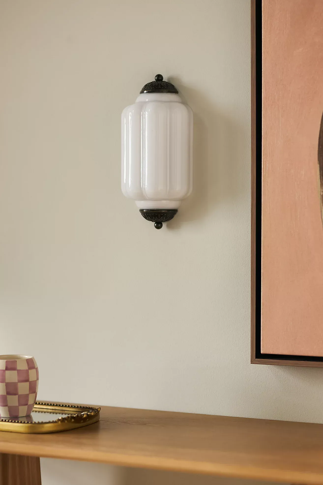 The Eloise Scallop Milk Glass Flush Sconce Wall Light