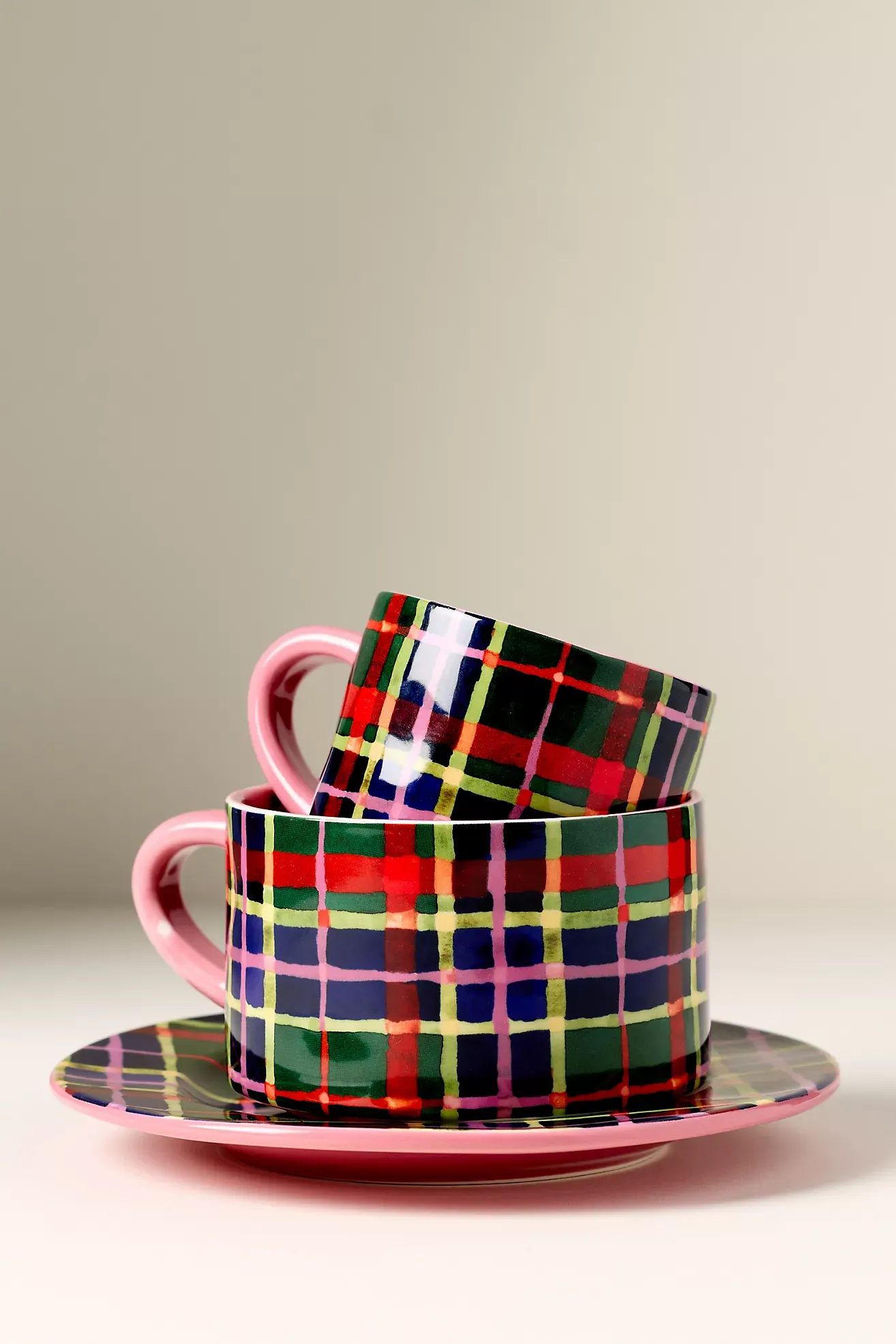 Tartan Stoneware Soup Mug