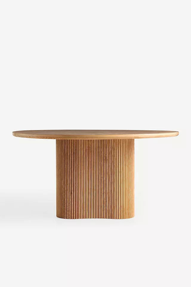 Scout Round Fluted Pedestal Burl Wood Dining Table