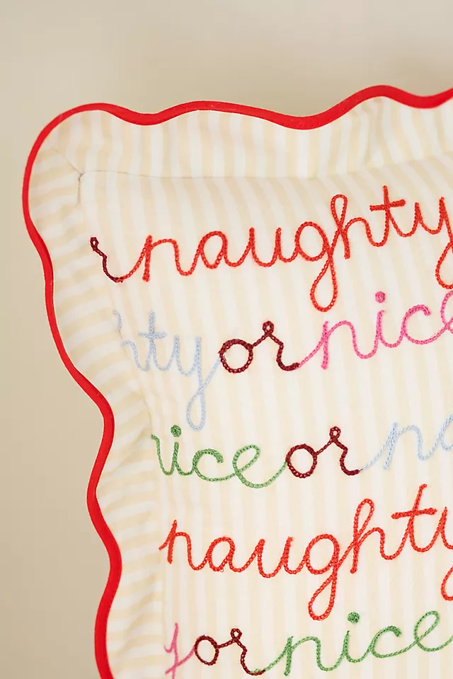 Marlise Embroidered Cotton Holiday Pillow