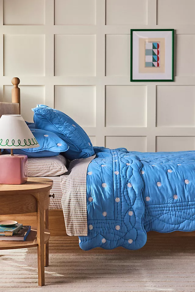 Maeve by Anthropologie Cotton Polka Dot Embroidered Quilt
