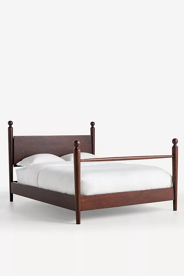 Roma Four-Poster Oak Wood Bed