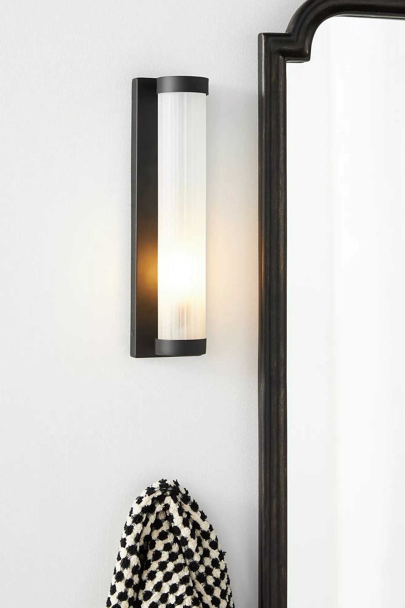 Elise Glass Metal Ribbed Sconce Wall Light