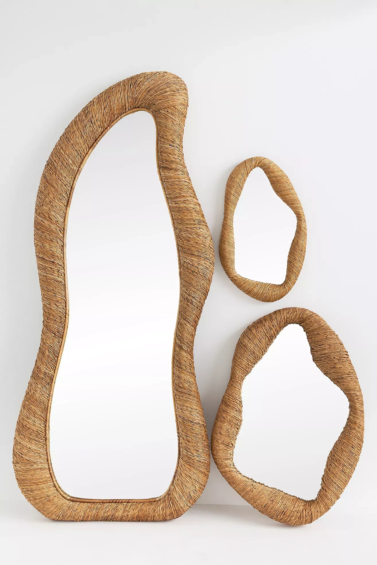 Jolene Undulating Wrapped Rattan Medium Wall Mirror