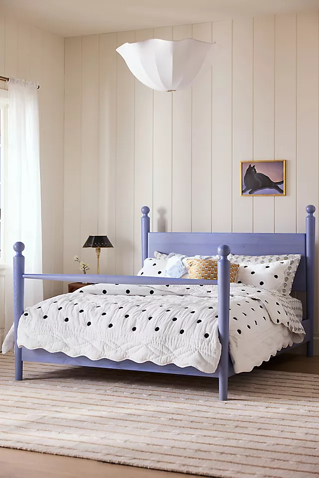 Roma Four-Poster Oak Wood Bed