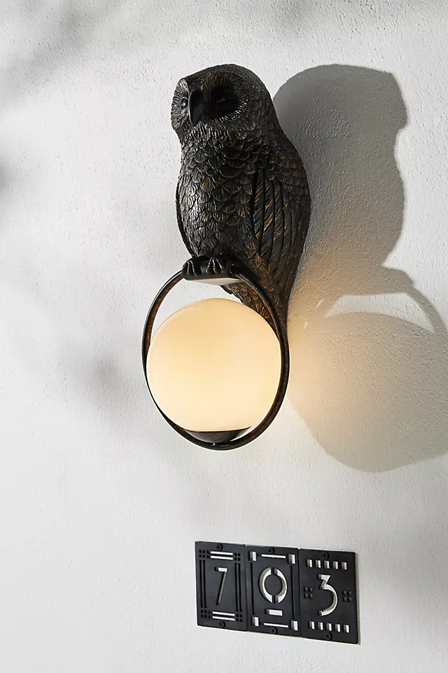 Woodland Owl Globe Outdoor Sconce Wall Light