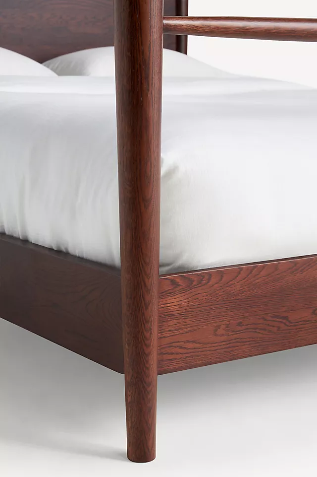 Roma Four-Poster Oak Wood Bed