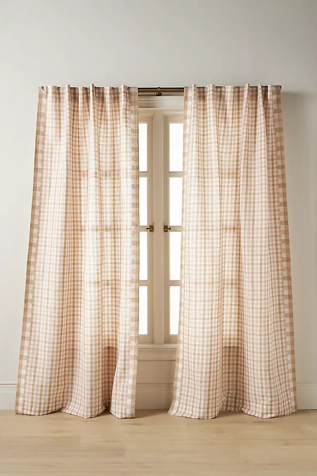 Cotton Linen Gingham Curtain