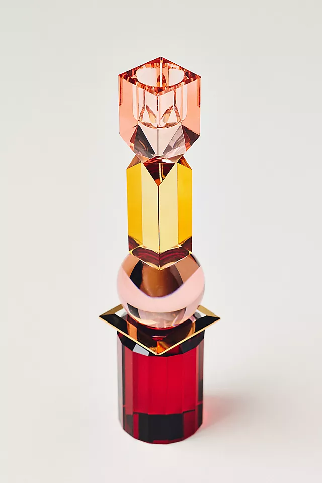 Modern Cut Glass Candle Holder