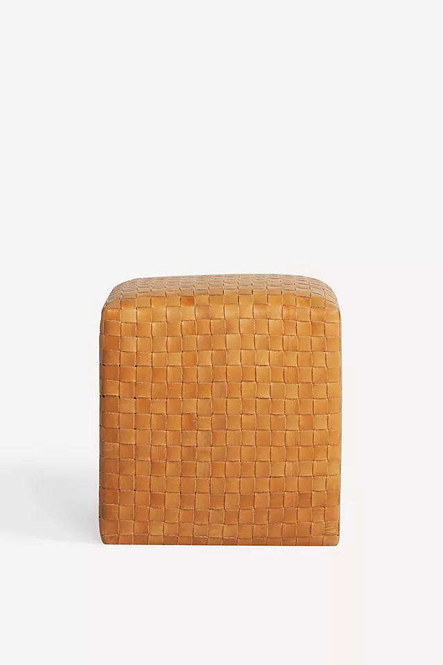 Cove Woven Leather Ottoman