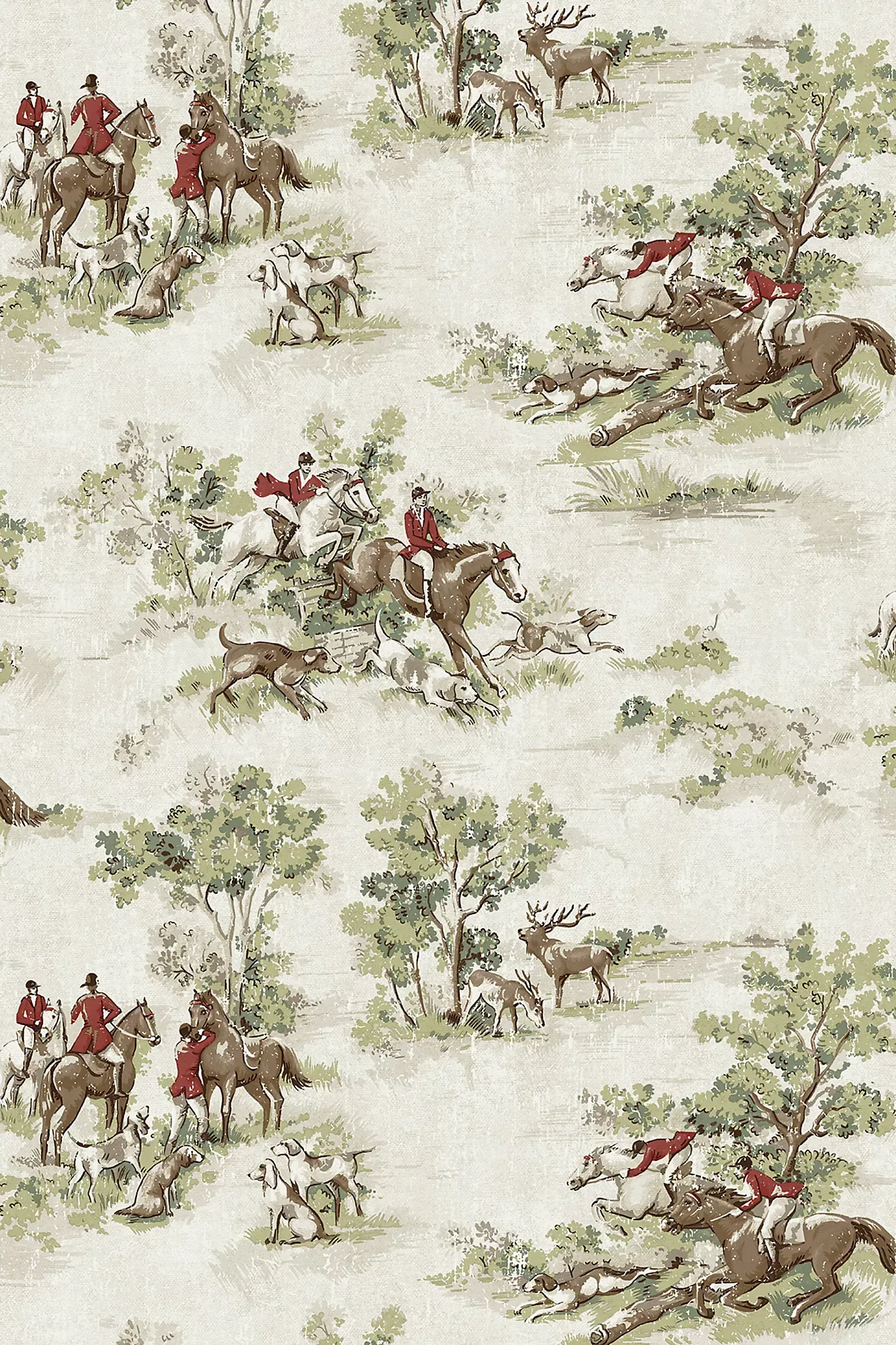 Rosemary & Garnet Horse Race Toile Peel-and-Stick Wallpaper
