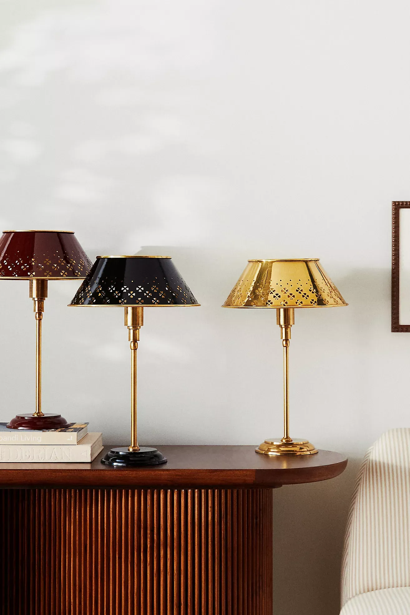 Amilia Enameled Brass Perforated Table Lamp