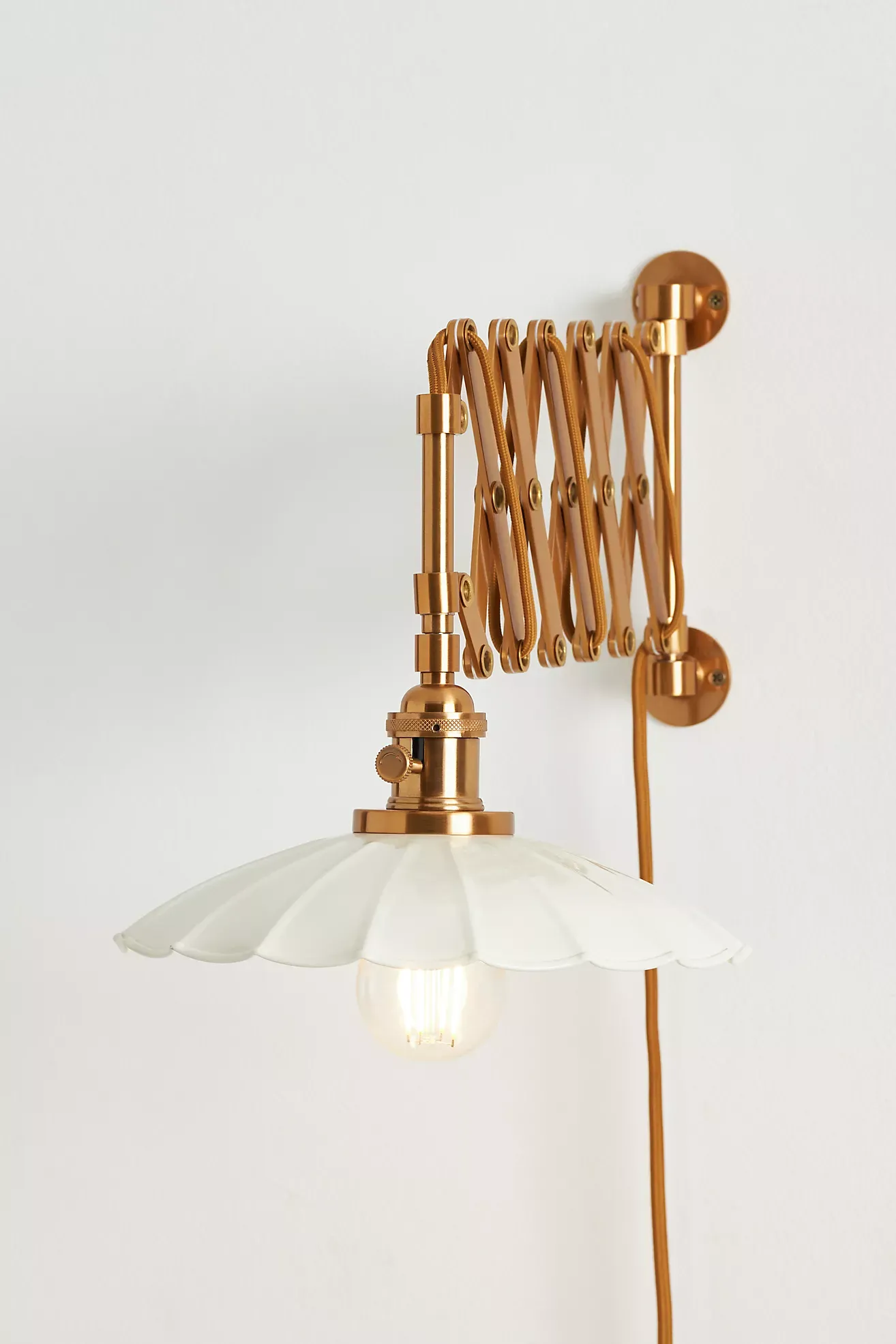 Greta Scalloped Accordian Plug-In Sconce Wall Light