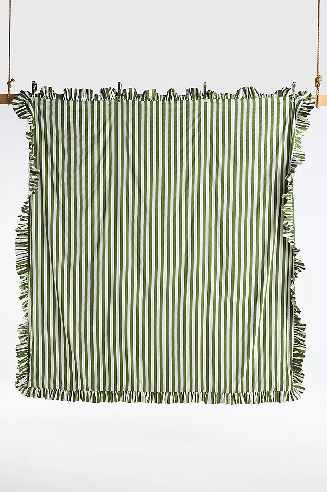 Maeve Cotton Striped Ruffle Printed Duvet Cover