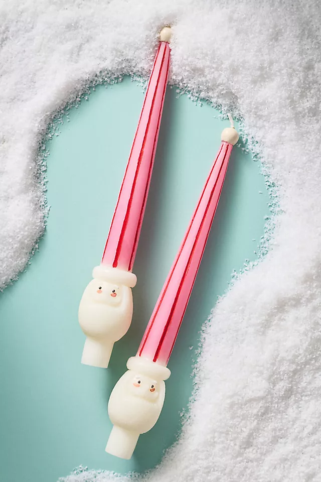 Santa Taper Candles, Set of 2
