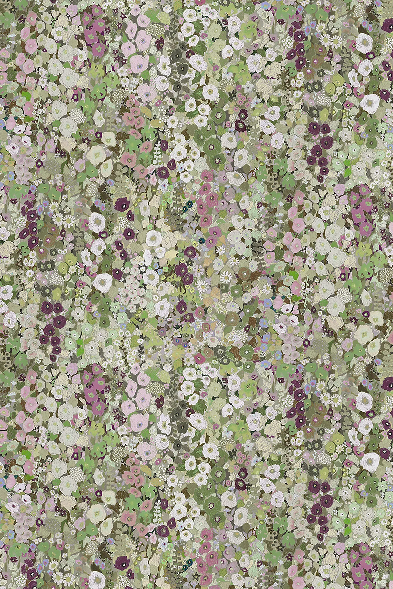House of Hackney Hollyhocks Small Print Floral Spring Wallpaper