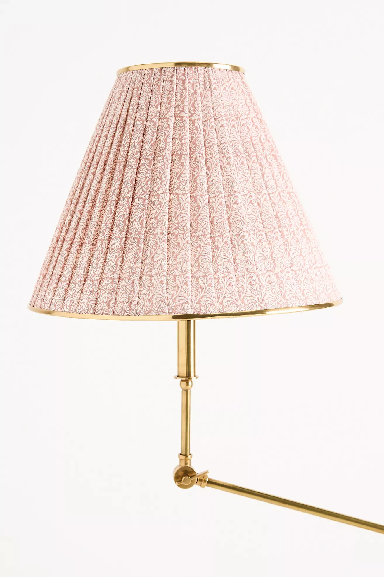Lee Ruched Articulating Printed Shade Brass Floor Lamp