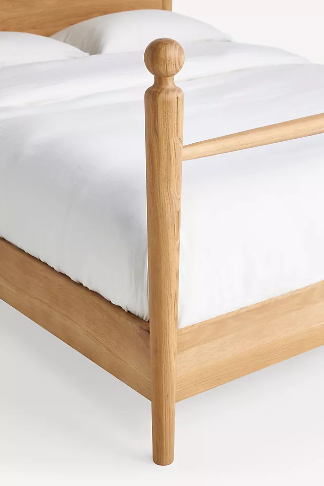 Roma Four-Poster Oak Wood Bed