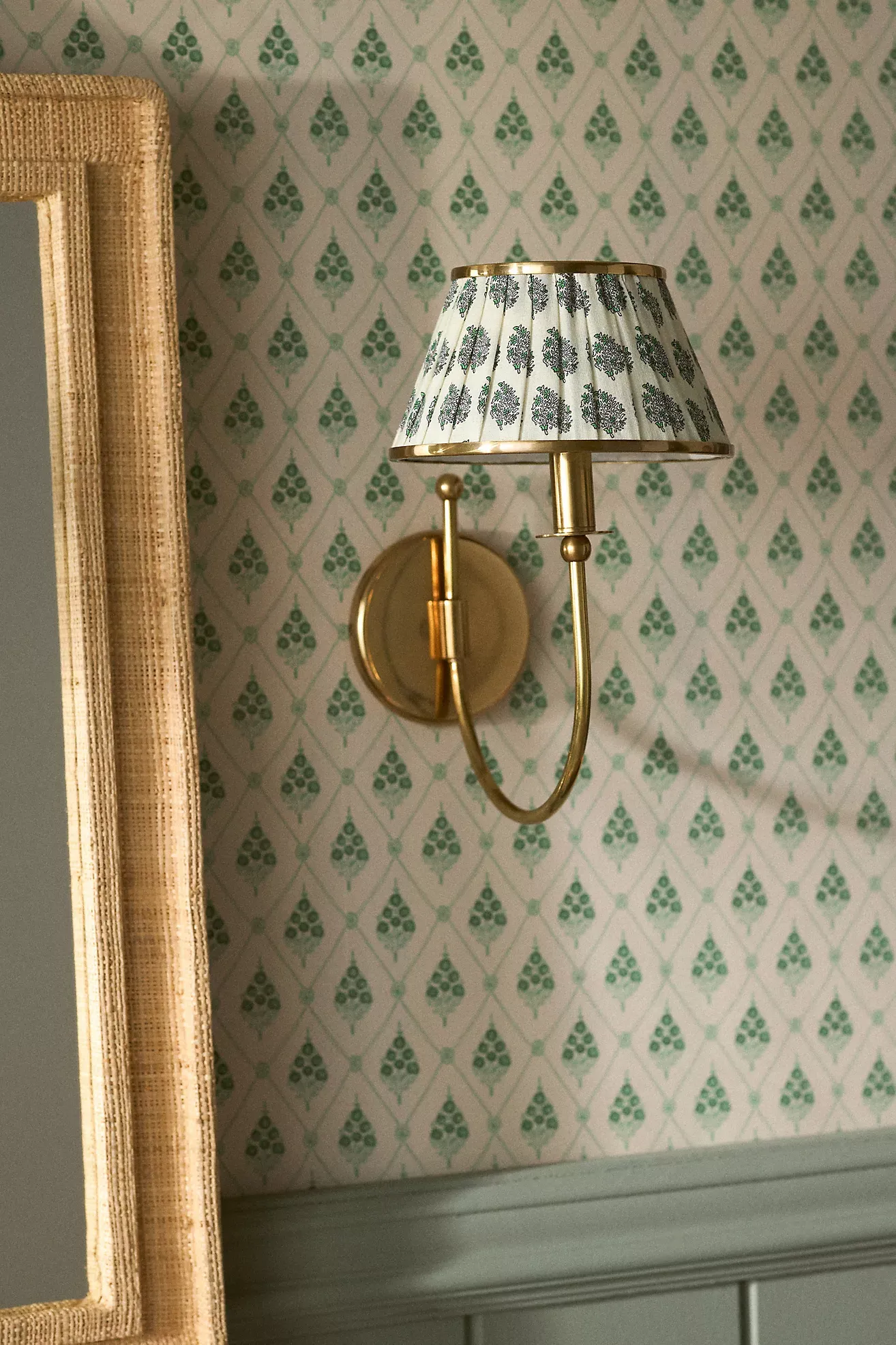 Lee Brass Fabric Shade Sconce Wall Light