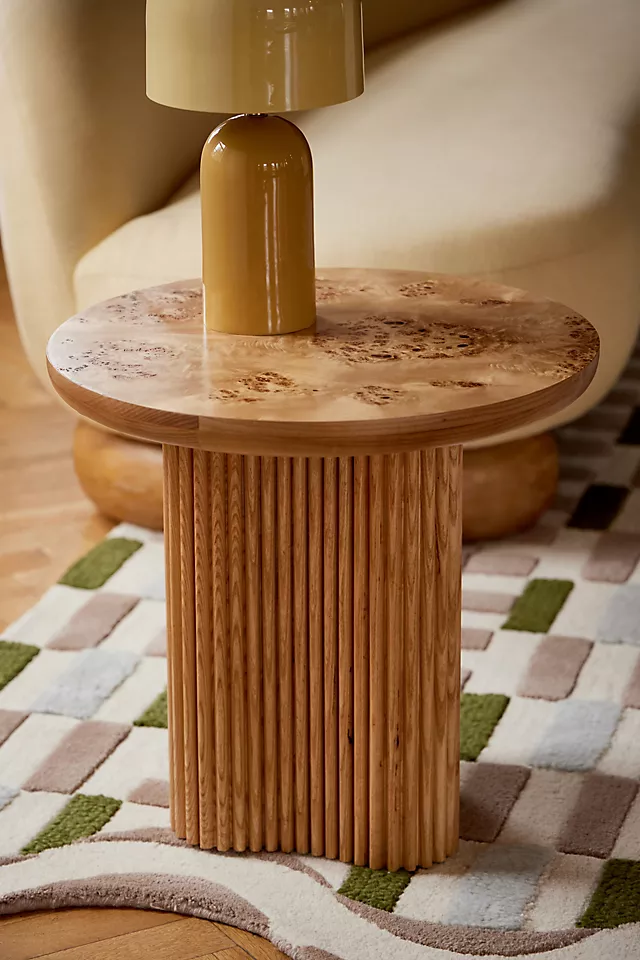 Scout Burl Wood Fluted Side Table