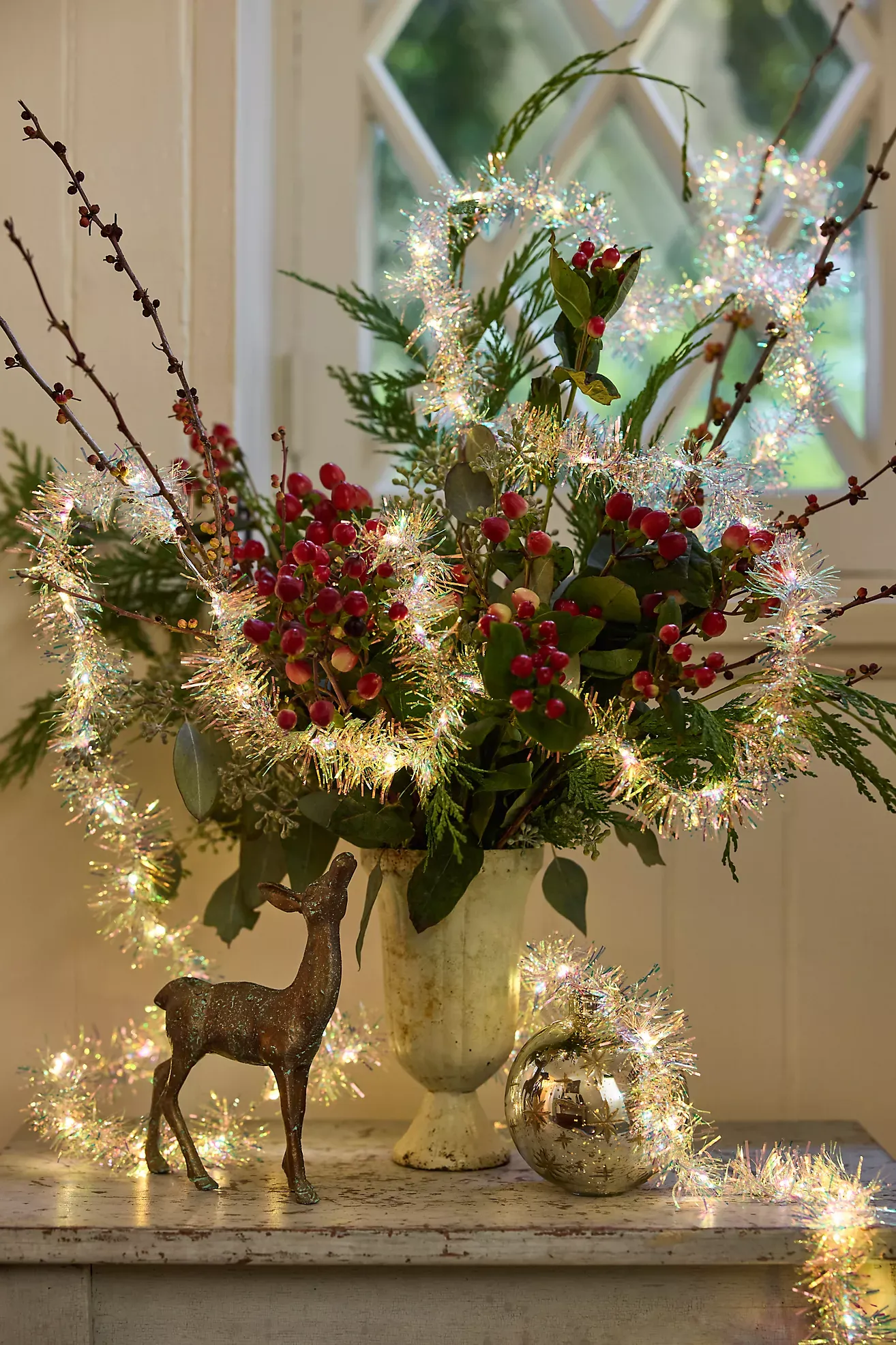Tinsel Wrapped String Lights