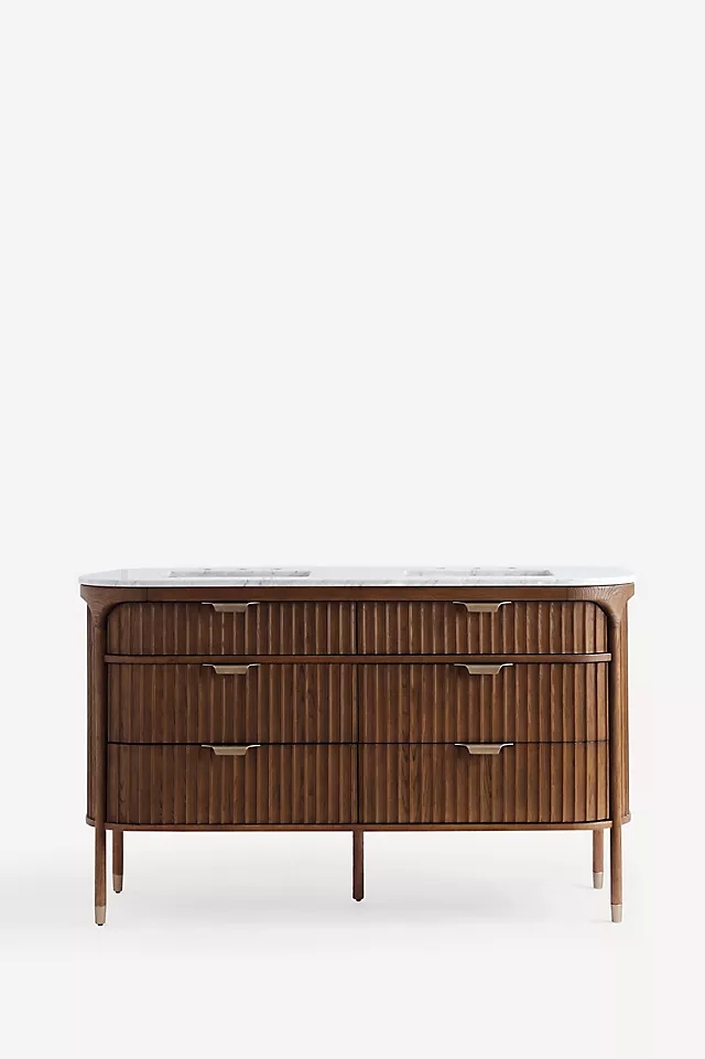 The Isla Marble-Top Fluted-Wood Double-Bathroom Vanity